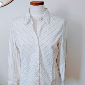 White Pinstripe Button Down Top